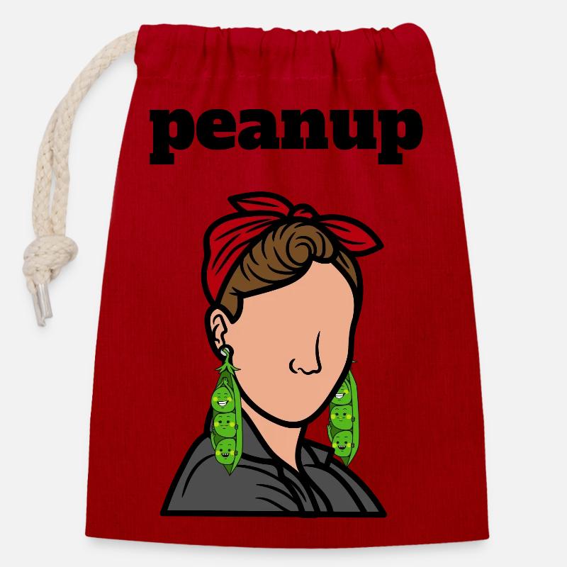 peanup - Sac cadeau en coton avec cordon (14 x 20 cm) - rouge