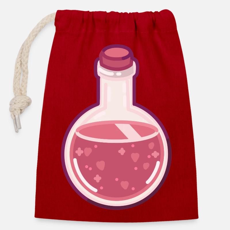 PINK POTION - Verschließbarer Geschenkbeutel aus Baumwolle (14x20cm) - Rot