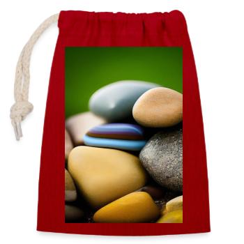 Bunte Steine - Verschließbarer Geschenkbeutel aus Baumwolle (14x20cm) - Rot - Vorne