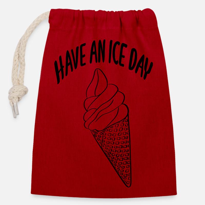 Have an ice day - Verschließbarer Geschenkbeutel aus Baumwolle (14x20cm) - Rot