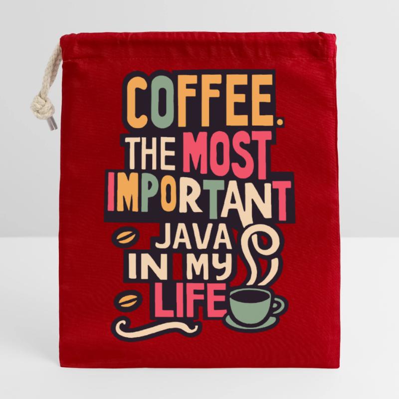 Café. Le Java le plus important de ma vie Sac cadeau en coton avec cordon (14 x 20 cm)
