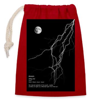 Moon with Lightning - Verschließbarer Geschenkbeutel aus Baumwolle (14x20cm) - Rot - Vorne