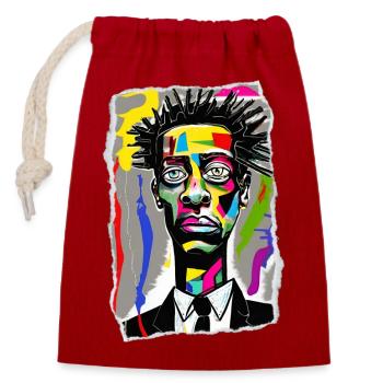 Vivid urban portrait - Closable cotton gift bag (14x20cm) - red - Front