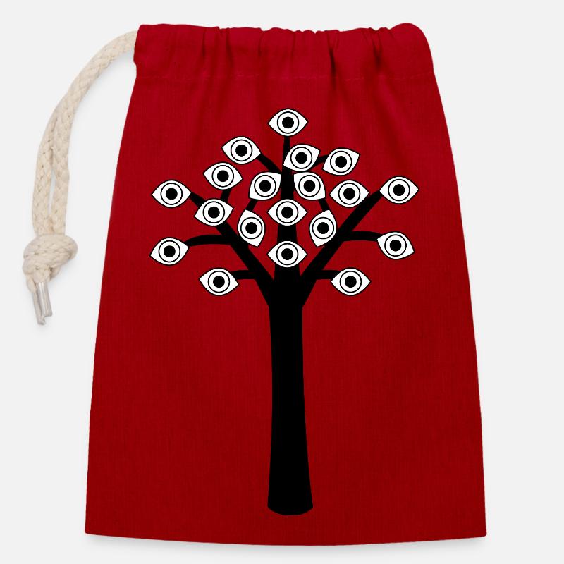 Tree - Verschließbarer Geschenkbeutel aus Baumwolle (14x20cm) - Rot