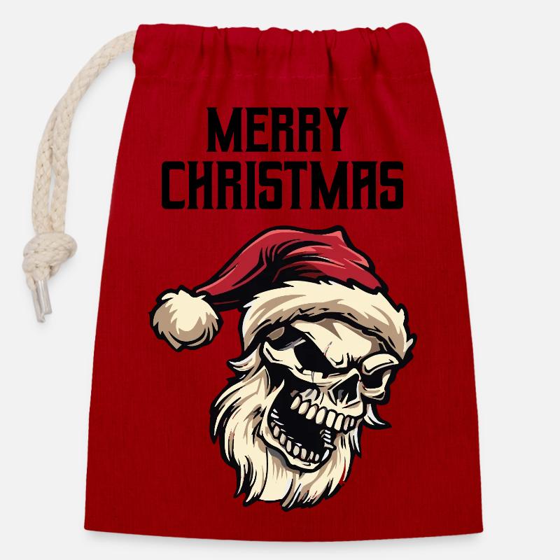 weihnachtsmann skull - Verschließbarer Geschenkbeutel aus Baumwolle (14x20cm) - Rot