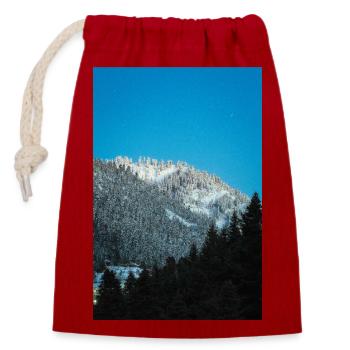 Lueur des Alpes sur la chaîne de montagnes Agrafa en Grèce - Sac cadeau en coton avec cordon (14 x 20 cm) - rouge - Devant