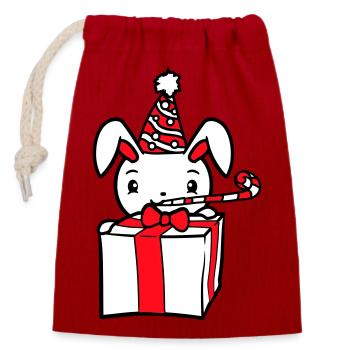 Lapin Anniversaire Années Vieux Cadeau Serviette Chapeau de fête - Sac cadeau en coton avec cordon (14 x 20 cm) - rouge - Devant