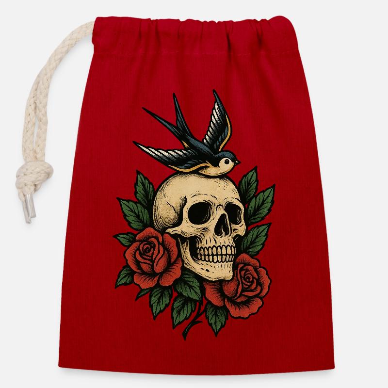 Éternelle Liberté - Sac cadeau en coton avec cordon (14 x 20 cm) - rouge