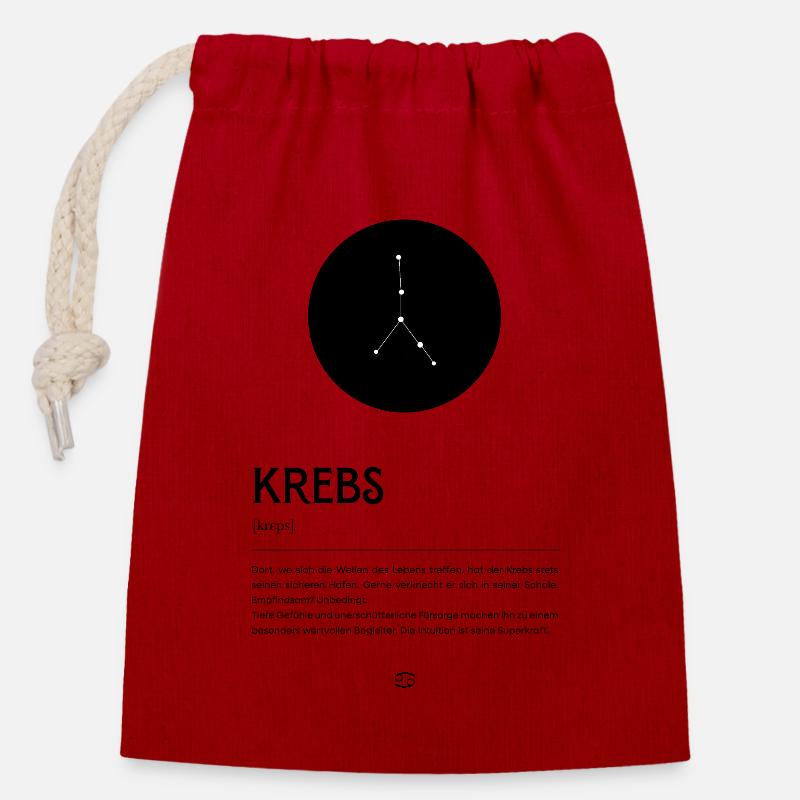 Sternzeichen KREBS Poster Zodiac - Verschließbarer Geschenkbeutel aus Baumwolle (14x20cm) - Rot