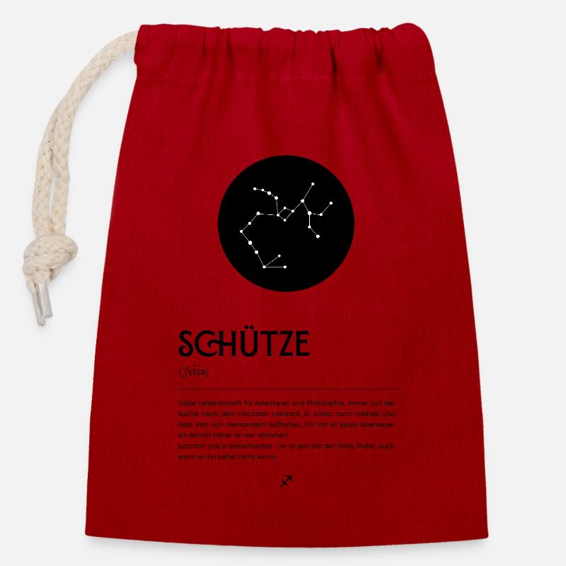 Sternzeichen SCHÜTZE Poster Zodiac - Verschließbarer Geschenkbeutel aus Baumwolle (14x20cm) - Rot
