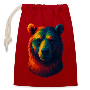 WPAP Stil Tiere - Grizzlybär Porträt - Verschließbarer Geschenkbeutel aus Baumwolle (14x20cm) - Rot - Vorne