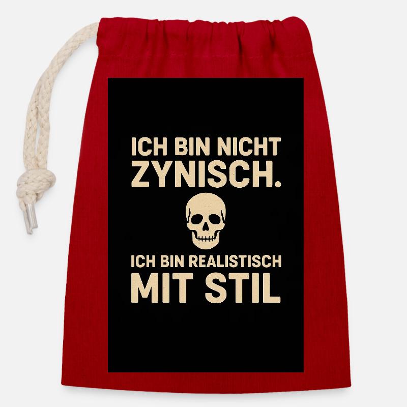 „Ich bin nicht zynisch - Verschließbarer Geschenkbeutel aus Baumwolle (14x20cm) - Rot