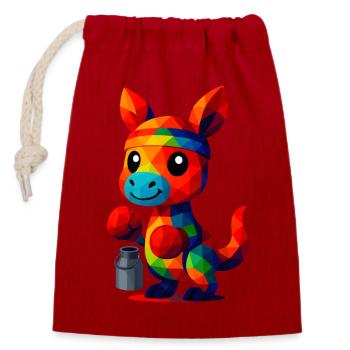 WPAP Polygon Kawaii Stil Tiere Baby Känguru Boxer - Verschließbarer Geschenkbeutel aus Baumwolle (14x20cm) - Rot - Vorne