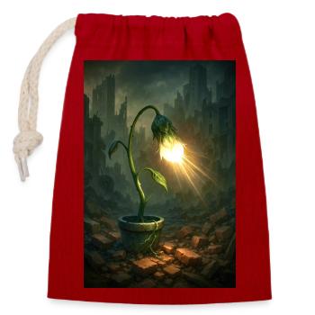 Plante futuriste - Sac cadeau en coton avec cordon (14 x 20 cm) - rouge - Devant