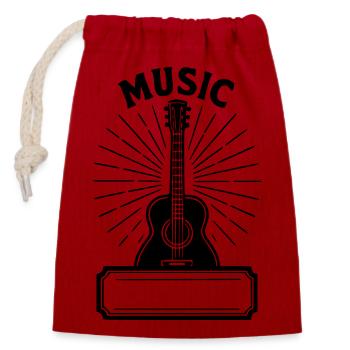 Musik - Nachname - Verschließbarer Geschenkbeutel aus Baumwolle (14x20cm) - Rot - Vorne