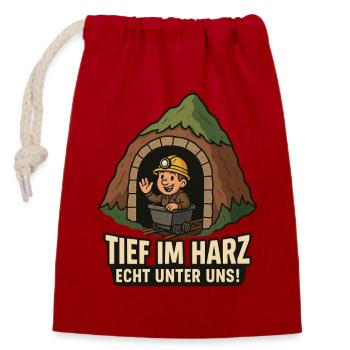 Deep in the Harz Mine Mining - Closable cotton gift bag (14x20cm) - red - Front