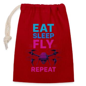 Eat Sleep Fly Repeat – Neon Drohnenpilot Routine - Verschließbarer Geschenkbeutel aus Baumwolle (14x20cm) - Rot - Vorne