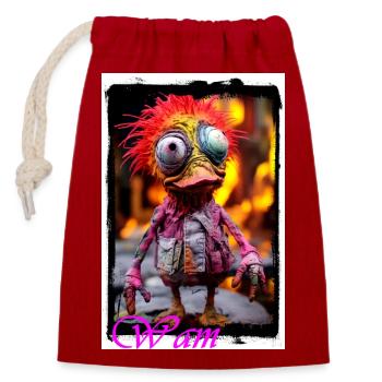Buntes Vintage Monster Design Puppe - Verschließbarer Geschenkbeutel aus Baumwolle (14x20cm) - Rot - Vorne