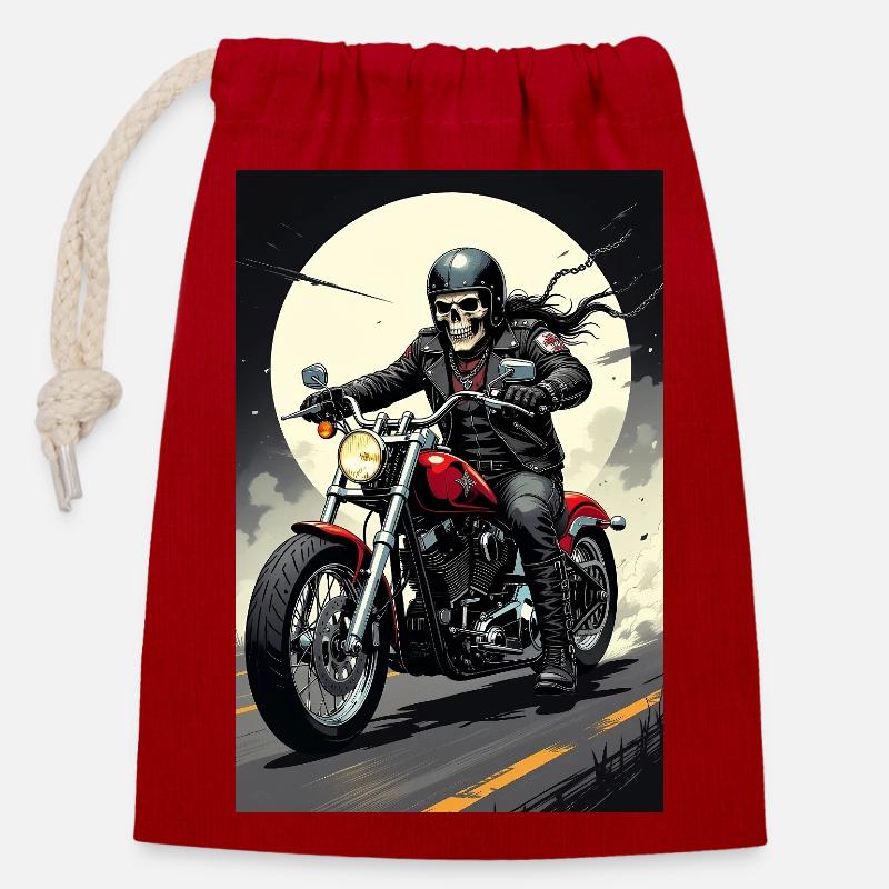 Chopper_Biker_Artwork_Collection_R05 - Closable cotton gift bag (14x20cm) - red