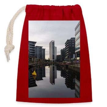Urban Reflection - Closable cotton gift bag (14x20cm) - red - Front