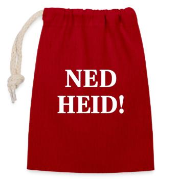 NED HEID! Spruch auf Schwarz - Verschließbarer Geschenkbeutel aus Baumwolle (14x20cm) - Rot - Vorne