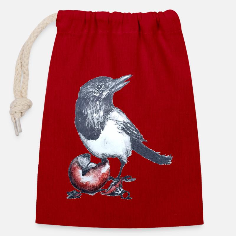 Pie avec ballon de Noël - Sac cadeau en coton avec cordon (14 x 20 cm) - rouge