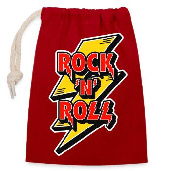 Rock N Roll Lightning Bolt Emblem - Verschließbarer Geschenkbeutel aus Baumwolle (14x20cm) - Rot - Vorne