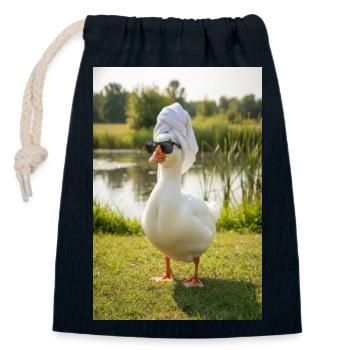 Spa-Ente mit Sonnenbrille - Verschließbarer Geschenkbeutel aus Baumwolle (14x20cm) - Navy - Vorne