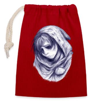 Blaue Hülle: Gesichtslose Figur - Closable cotton gift bag (14x20cm) - red - Front
