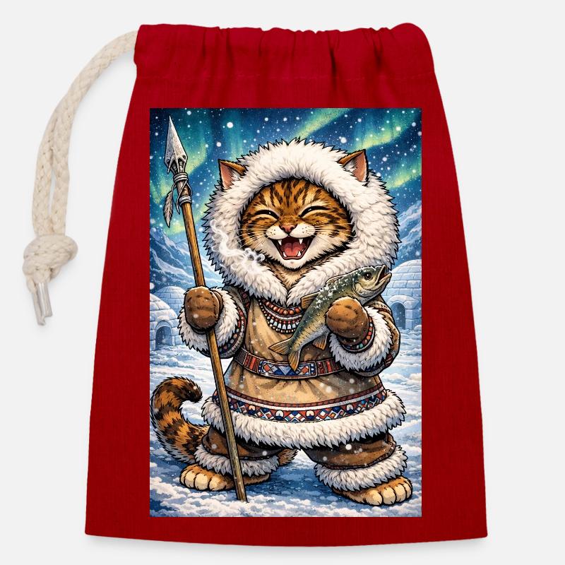 Alaska_Donny - Closable cotton gift bag (14x20cm) - red