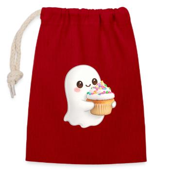 Gâteau confettis Sweet Ghost Cupcake - Sac cadeau en coton avec cordon (14 x 20 cm) - rouge - Devant