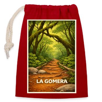 Lorbeerwald Gomera - Verschließbarer Geschenkbeutel aus Baumwolle (14x20cm) - Rot - Vorne