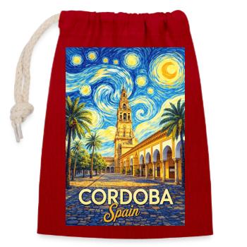 Cordoba Spain - Verschließbarer Geschenkbeutel aus Baumwolle (14x20cm) - Rot - Vorne