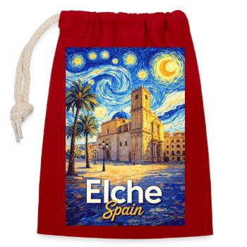 Elche Spain - Verschließbarer Geschenkbeutel aus Baumwolle (14x20cm) - Rot - Vorne
