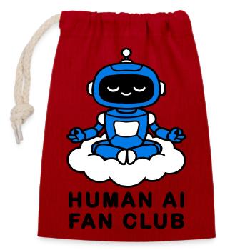 Human AI Fan Club - Closable cotton gift bag (14x20cm) - red - Front