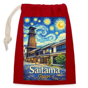 Saitama, Japan - Verschließbarer Geschenkbeutel aus Baumwolle (14x20cm) - Rot - Vorne