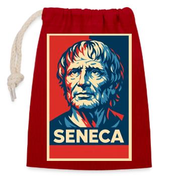 Seneca Pop Art Porträt - Verschließbarer Geschenkbeutel aus Baumwolle (14x20cm) - Rot - Vorne