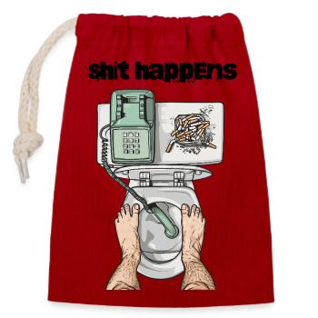 Klo Telefon Shit happens - Verschließbarer Geschenkbeutel aus Baumwolle (14x20cm) - Rot - Vorne