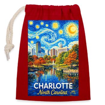 Charlotte, North Carolina - Verschließbarer Geschenkbeutel aus Baumwolle (14x20cm) - Rot - Vorne