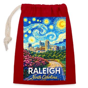 Raleigh North Carolina - Verschließbarer Geschenkbeutel aus Baumwolle (14x20cm) - Rot - Vorne