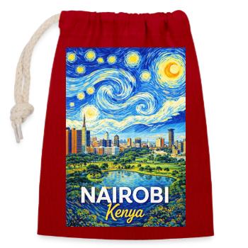 Nairobi Kenya Starry Night - Verschließbarer Geschenkbeutel aus Baumwolle (14x20cm) - Rot - Vorne