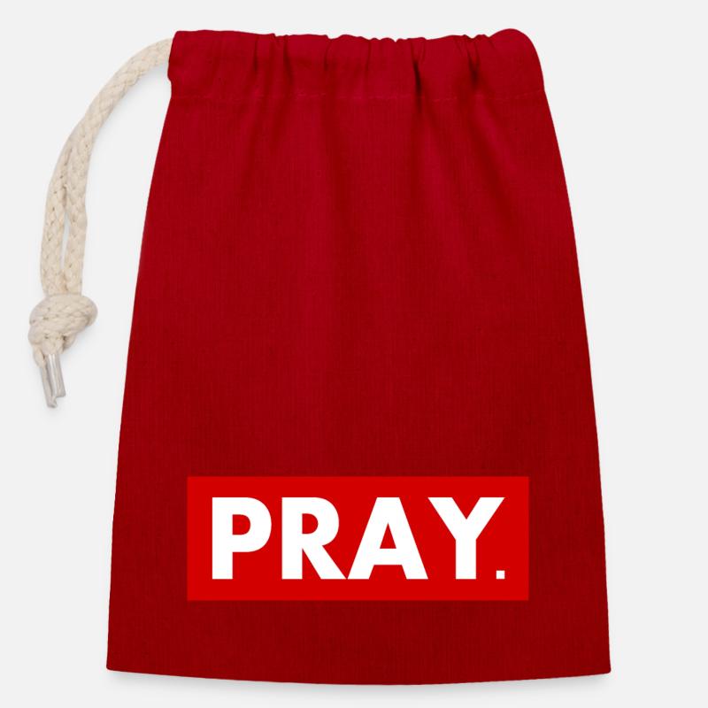 Pray - Verschließbarer Geschenkbeutel aus Baumwolle (14x20cm) - Rot