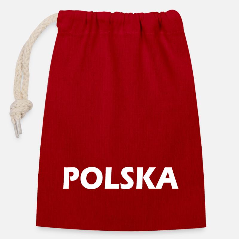 Polska - Verschließbarer Geschenkbeutel aus Baumwolle (14x20cm) - Rot