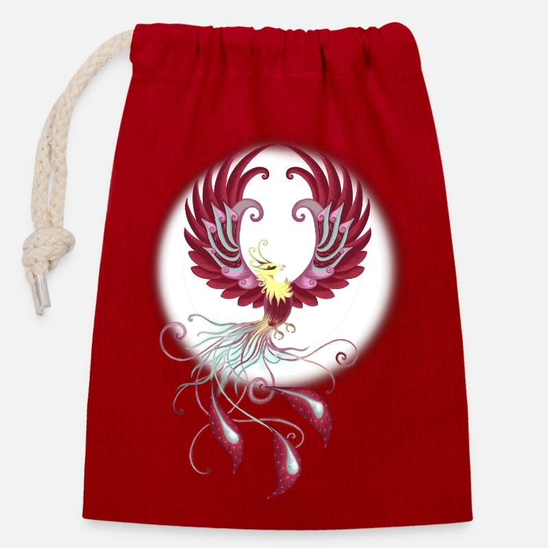 Phoenix - Closable cotton gift bag (14x20cm) - red