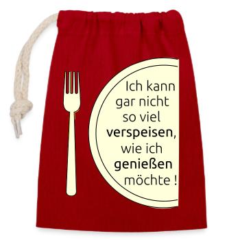 Eat and enjoy - Closable cotton gift bag (14x20cm) - red - Front