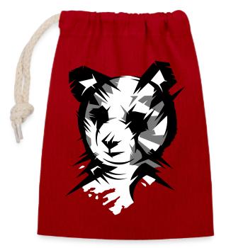 Tête d’ours panda dans le style cubiste - Sac cadeau en coton avec cordon (14 x 20 cm) - rouge - Devant