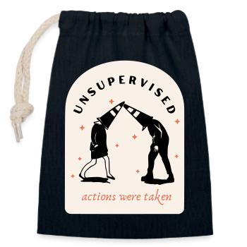 Unsupervised Actions - Closable cotton gift bag (14x20cm) - navy - Front