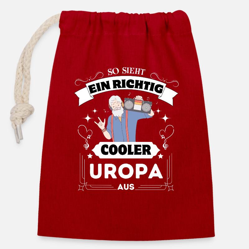 Spruch Shirt, So sieht ein richtig cooler Uropa - Verschließbarer Geschenkbeutel aus Baumwolle (14x20cm) - Rot