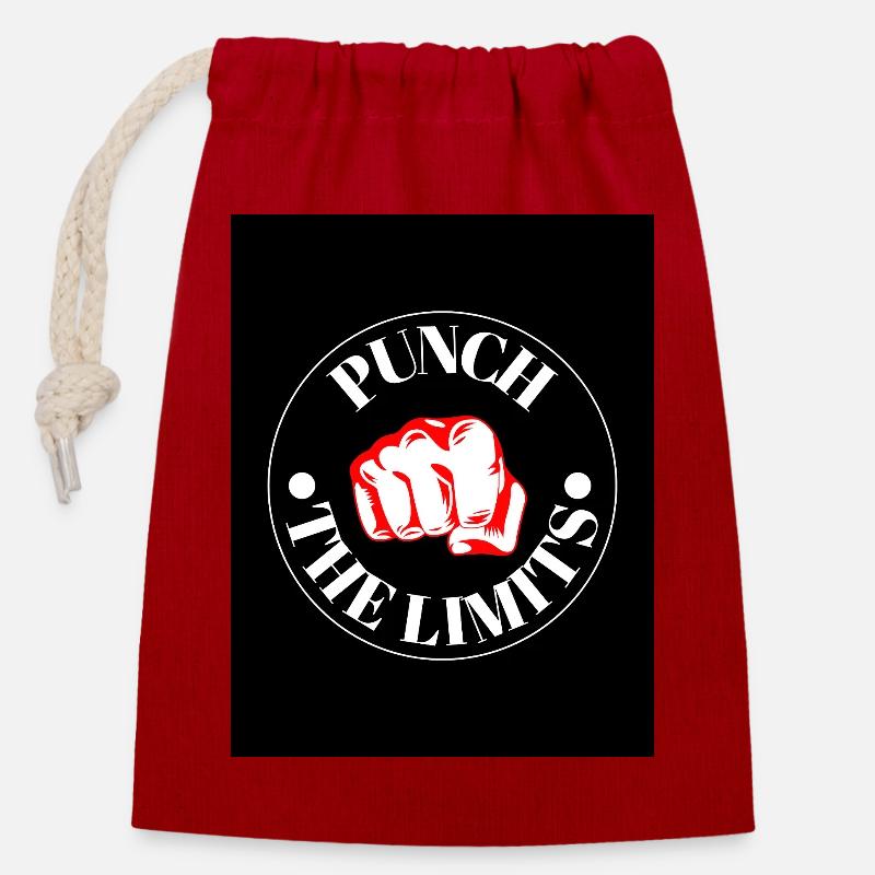 Emblème Punch the Limits - Sac cadeau en coton avec cordon (14 x 20 cm) - rouge