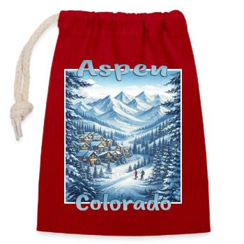 Aspen Colorado Wintersport Ski Snowboard Winterurl - Verschließbarer Geschenkbeutel aus Baumwolle (14x20cm) - Rot - Vorne